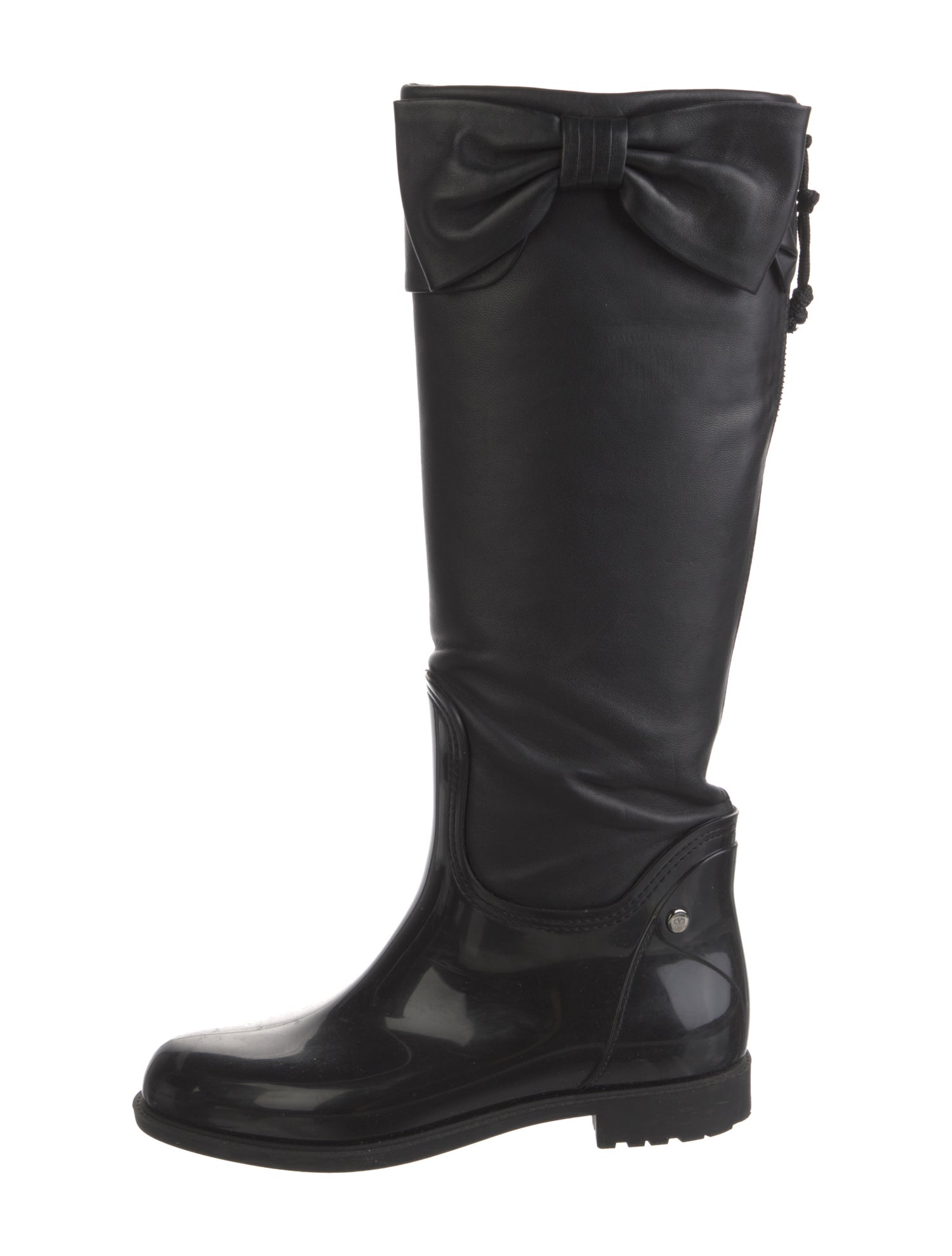 Valentino Rockstud Accents Leather Rain Boots