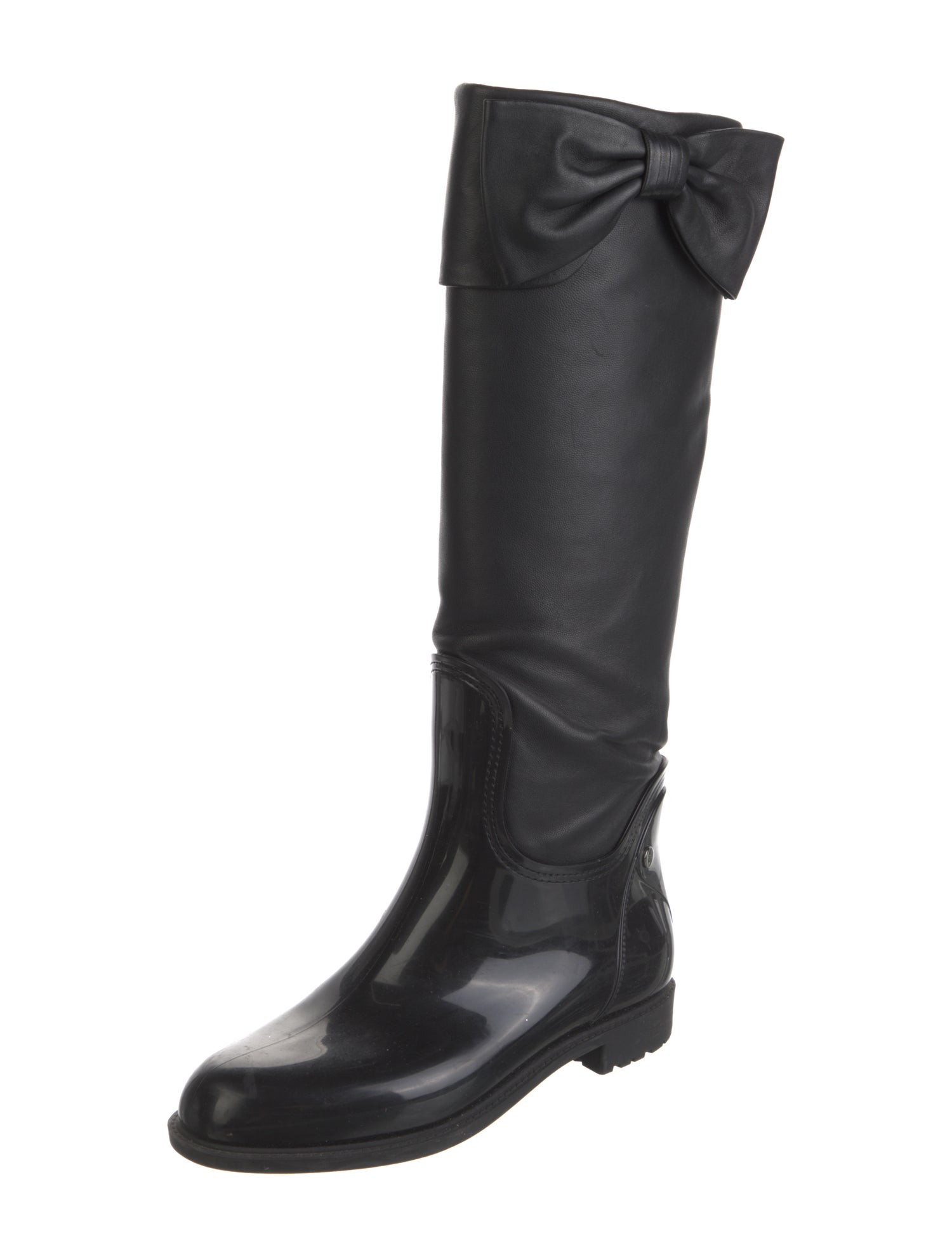 Valentino Rockstud Accents Leather Rain Boots
