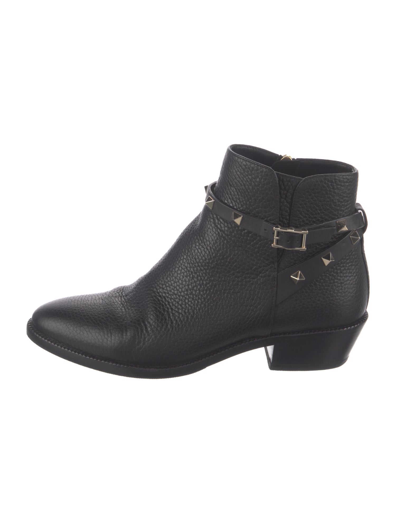 Valentino Rockstud Accents Leather Moto Boots