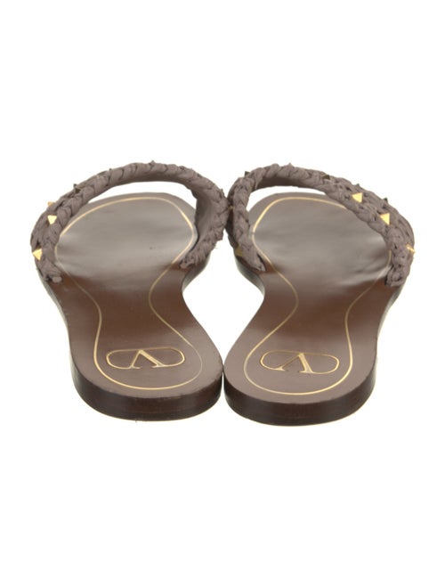 Valentino Rockstud Accents Raffia Slides