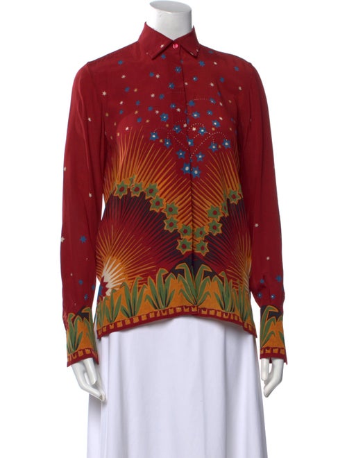 Valentino Silk Printed Button-Up Top