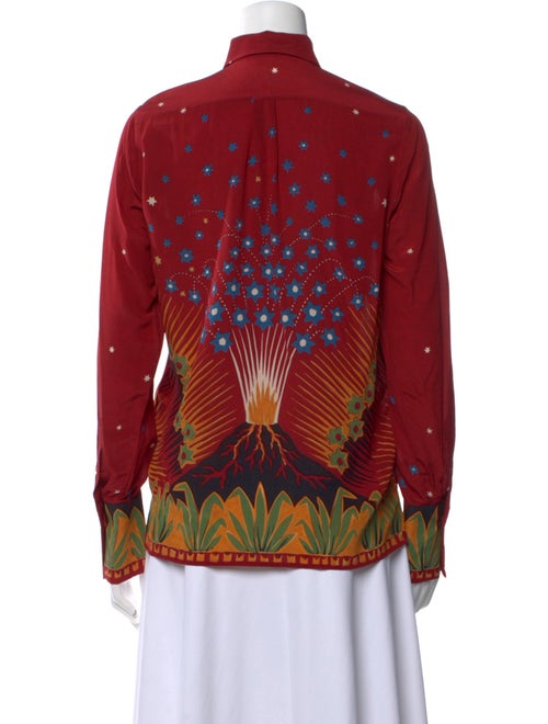Valentino Silk Printed Button-Up Top