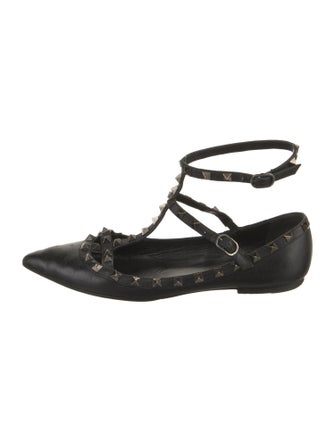 Valentino Rockstud Accents Leather Ballet Flats