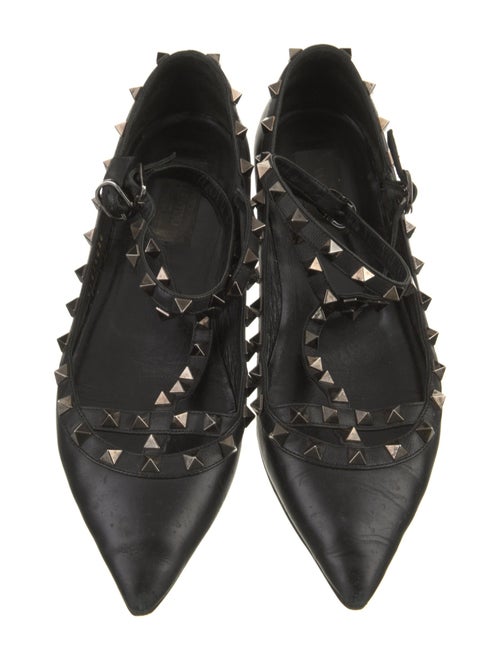 Valentino Rockstud Accents Leather Ballet Flats