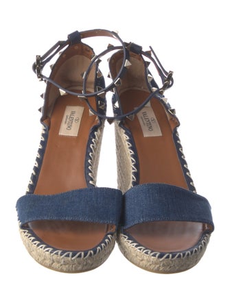 Valentino Rockstud Accents Denim Espadrilles