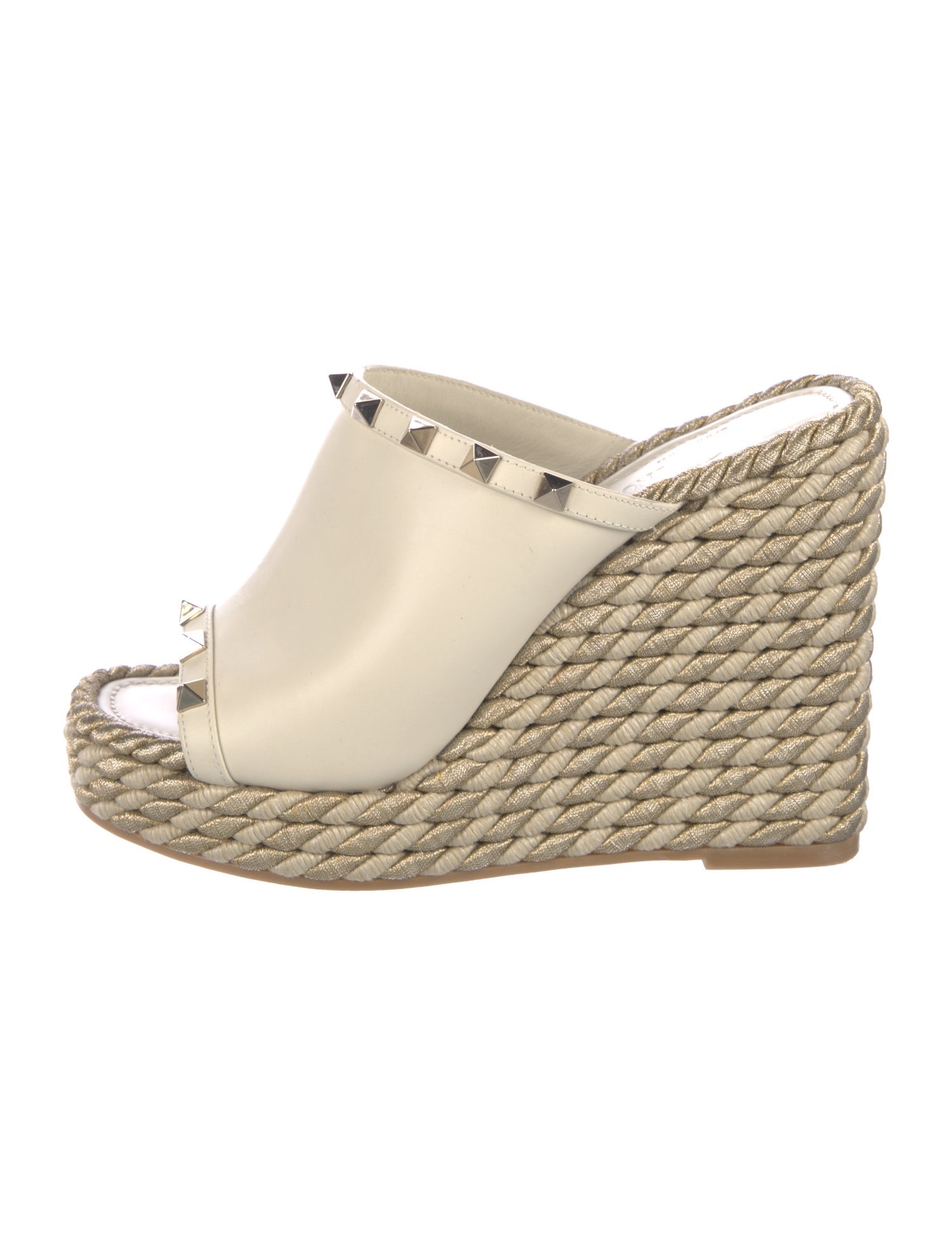 Valentino Rockstud Accents Leather Espadrilles