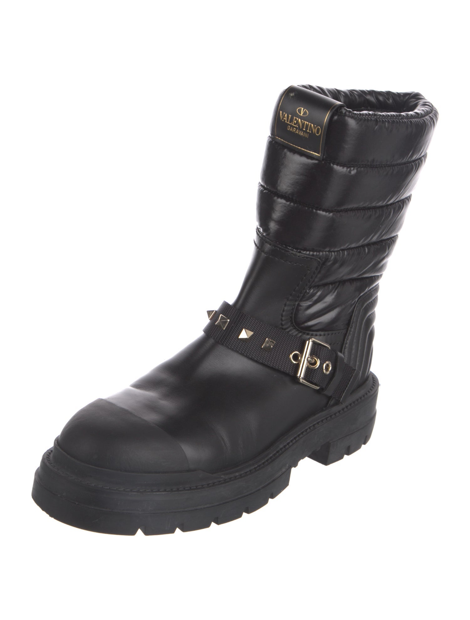 Valentino Rockstud Accents Leather Moto Boots