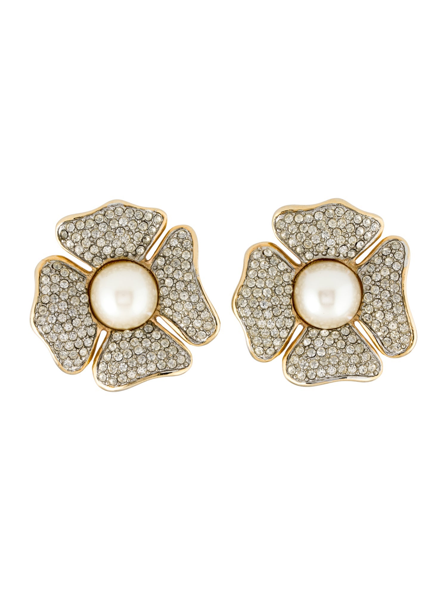 Valentino Faux Pearl & Crystal San Fin Clip On Earrings