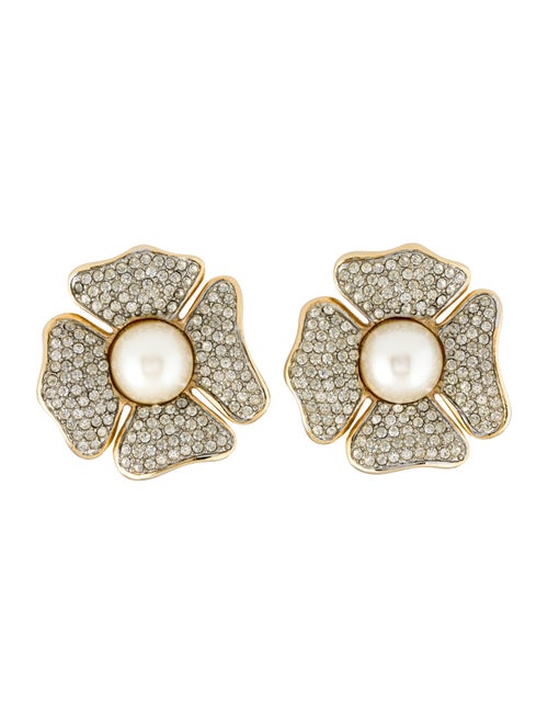 Valentino Faux Pearl & Crystal San Fin Clip On Earrings