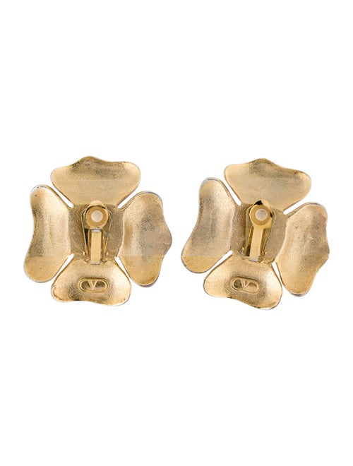 Valentino Faux Pearl & Crystal San Fin Clip On Earrings