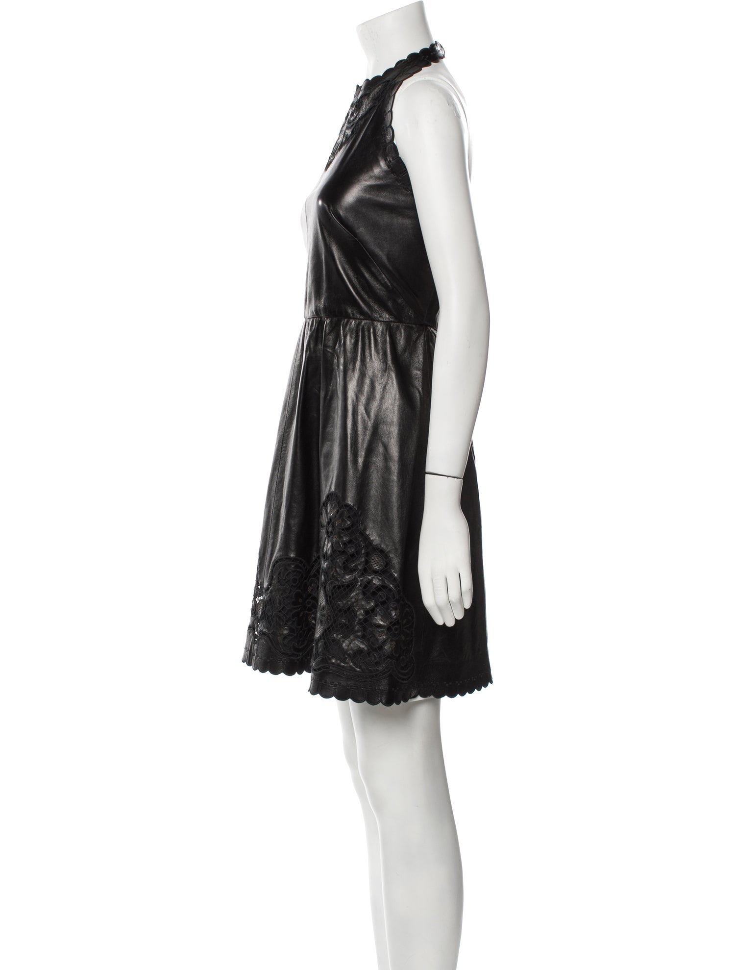 Valentino Lamb Leather Knee-Length Dress