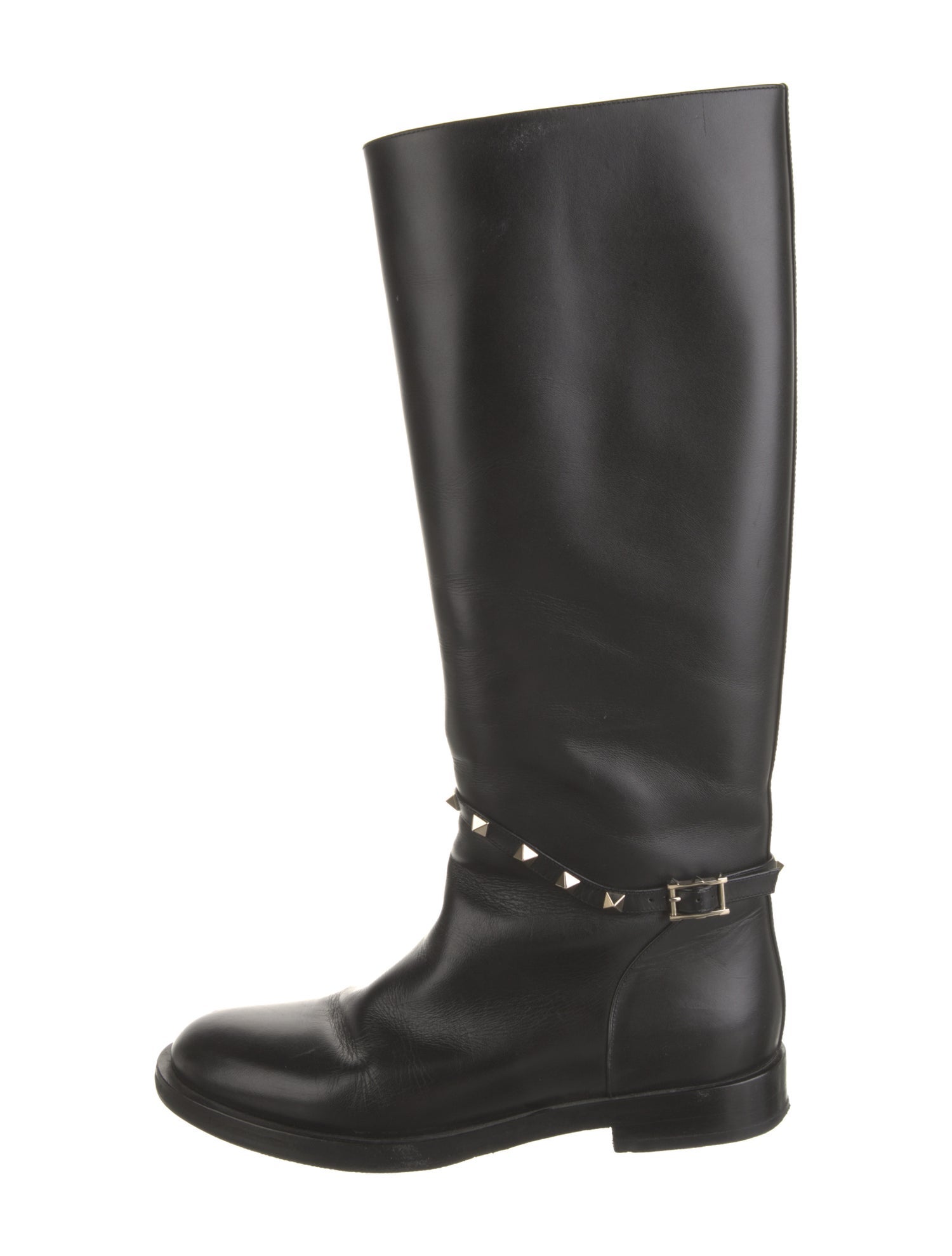 Valentino Rockstud Accents Leather Riding Boots