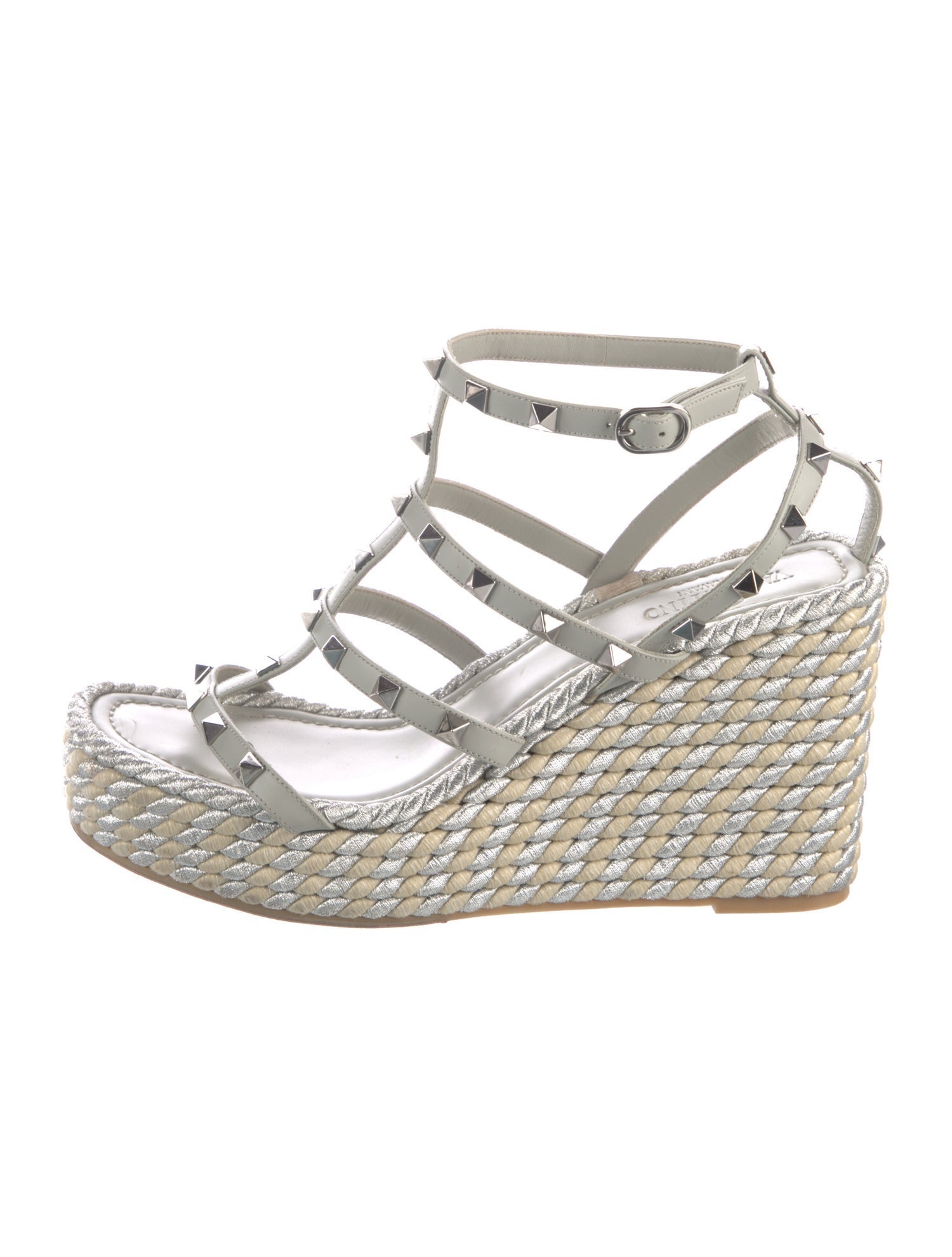 Valentino Rockstud Accents Leather Espadrilles