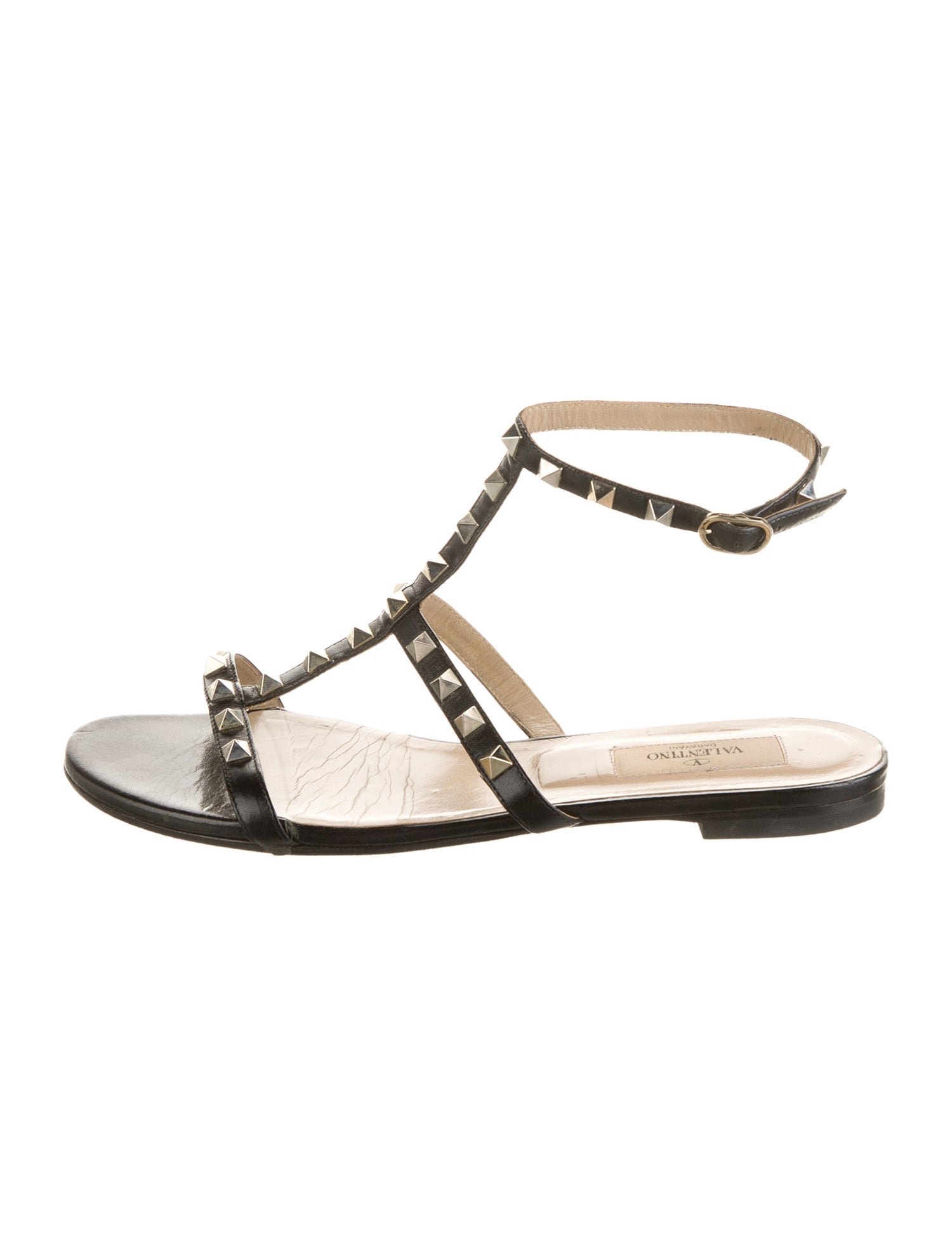Valentino Rockstud Accents Leather Gladiator Sandals