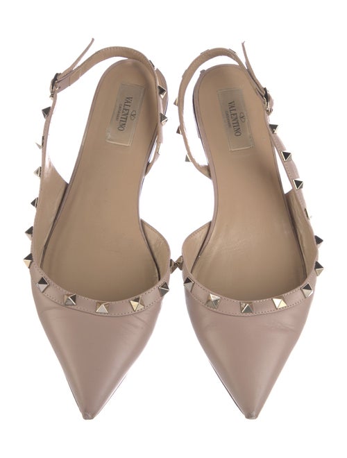Valentino Leather Studded Accents Slingback Flats