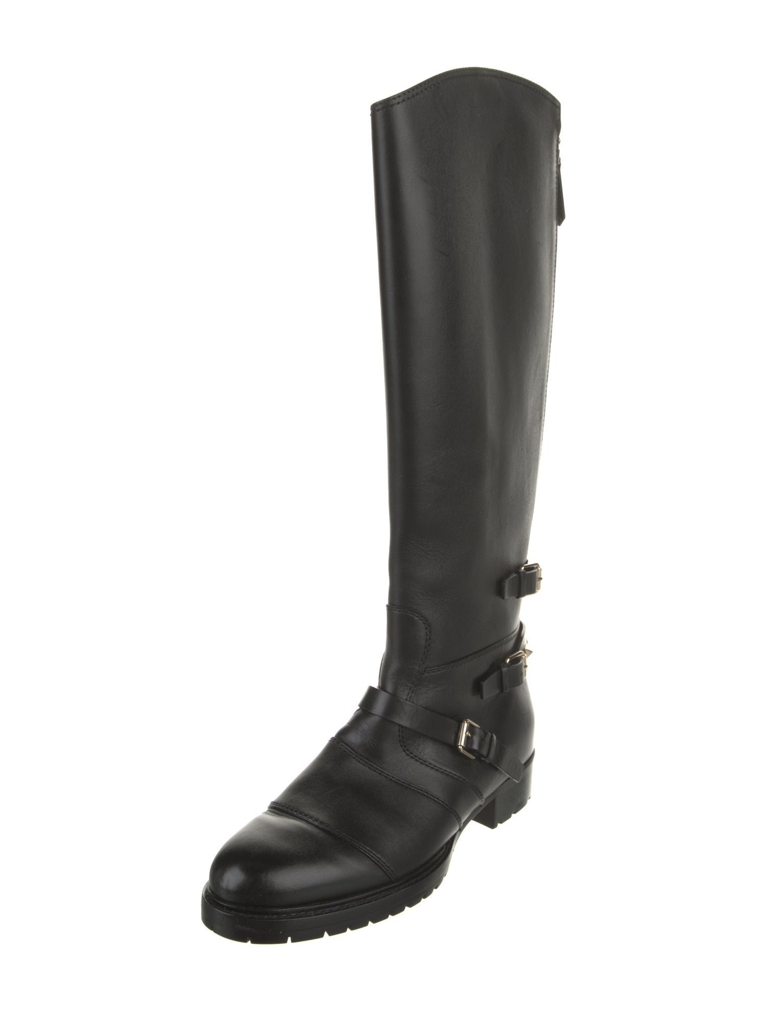 Valentino Rockstud Accents Leather Riding Boots