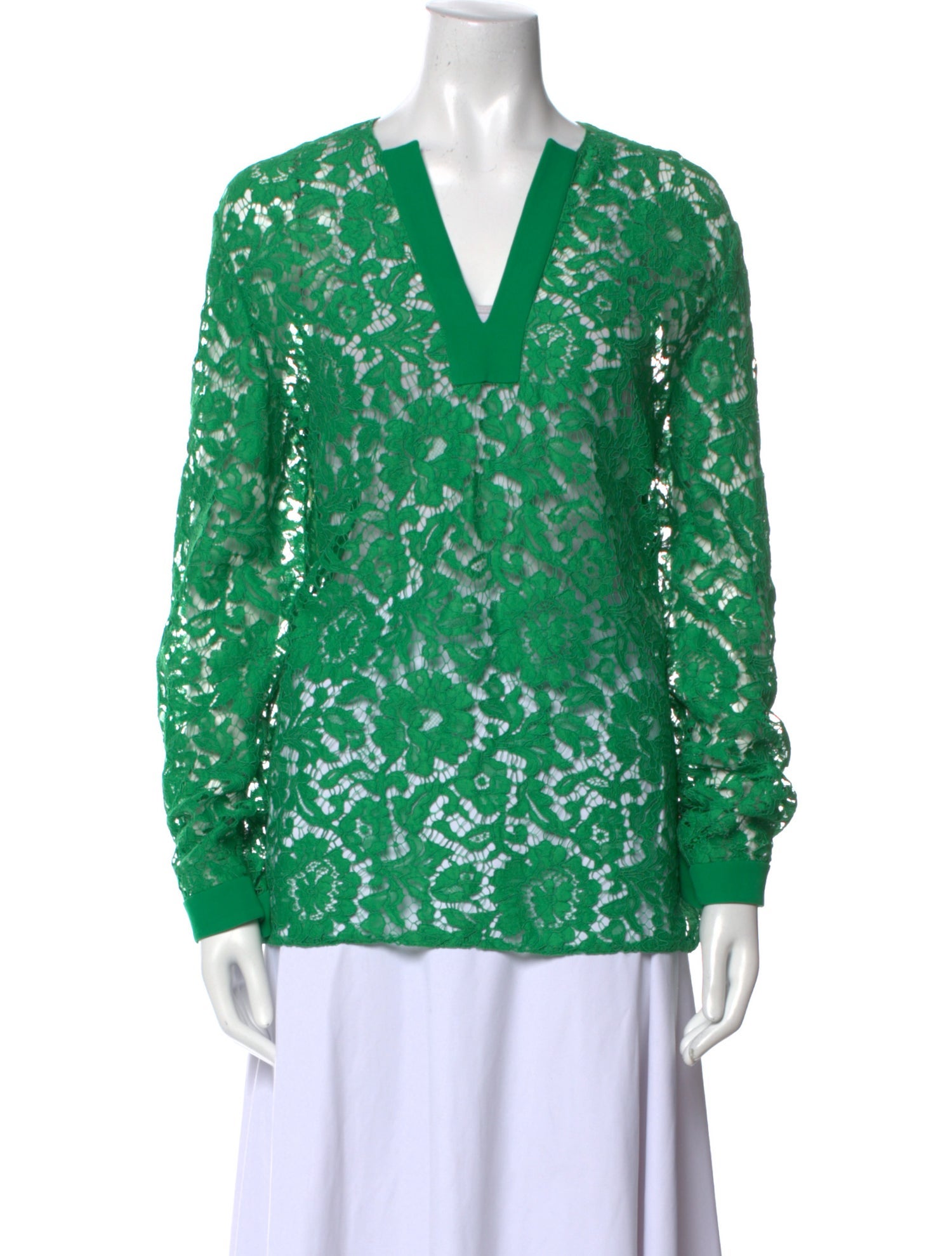 Valentino Lace Pattern V-Neck Blouse
