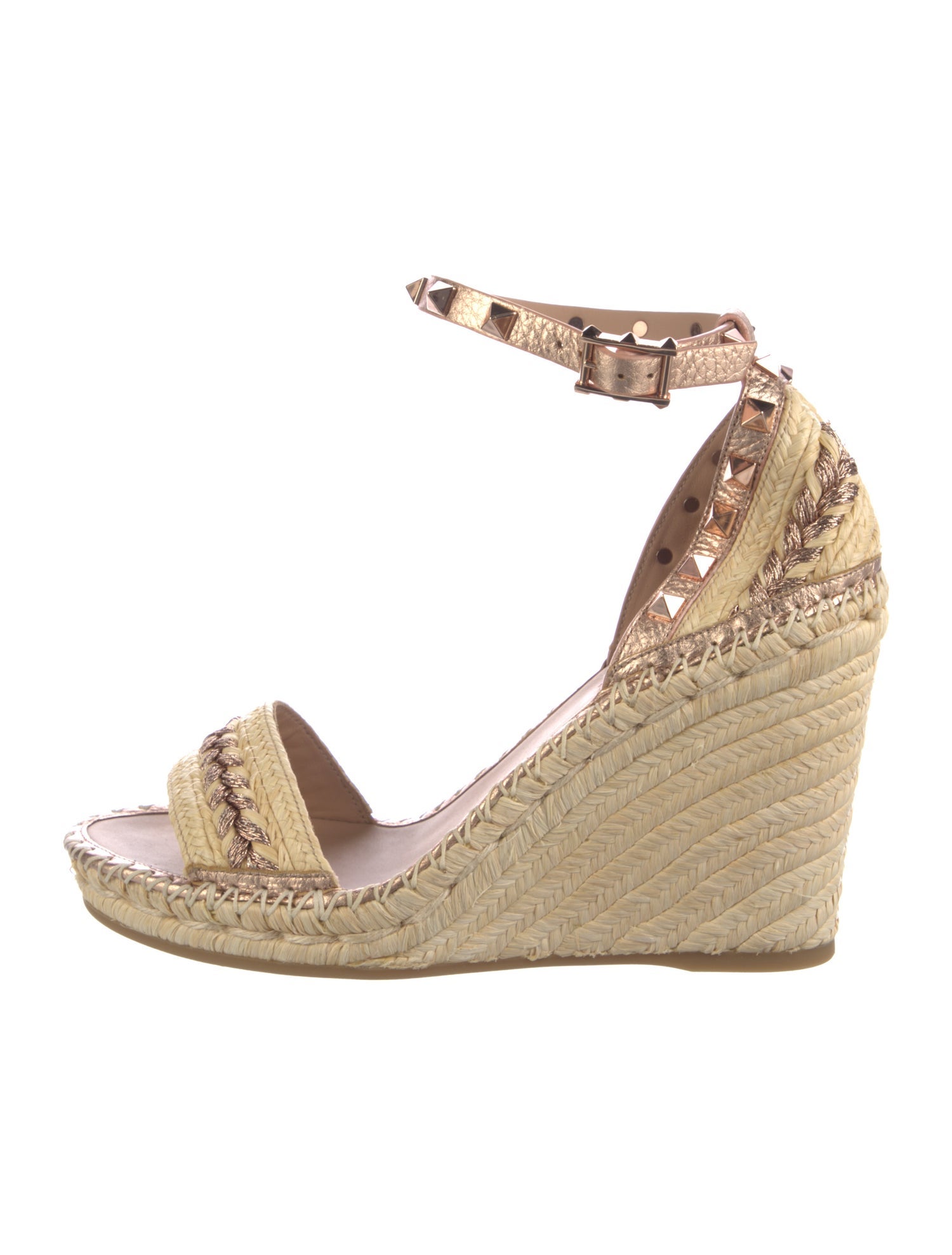 Valentino Rockstud Accents Leather Espadrilles