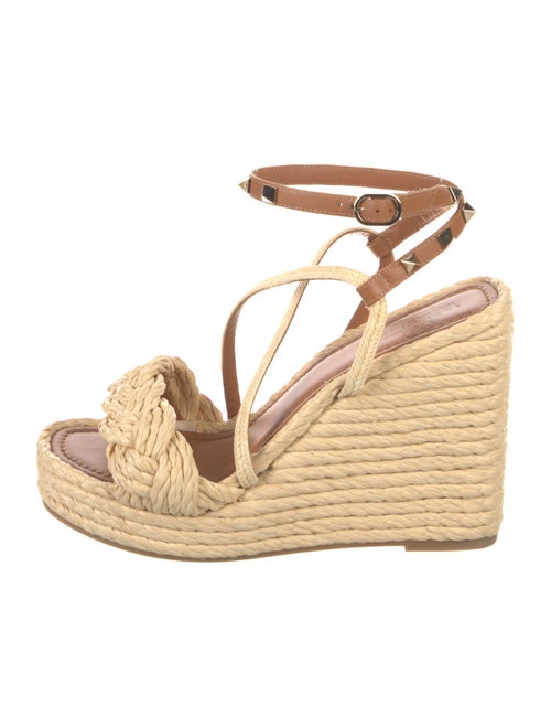 Valentino Raffia Colorblock Pattern Espadrilles