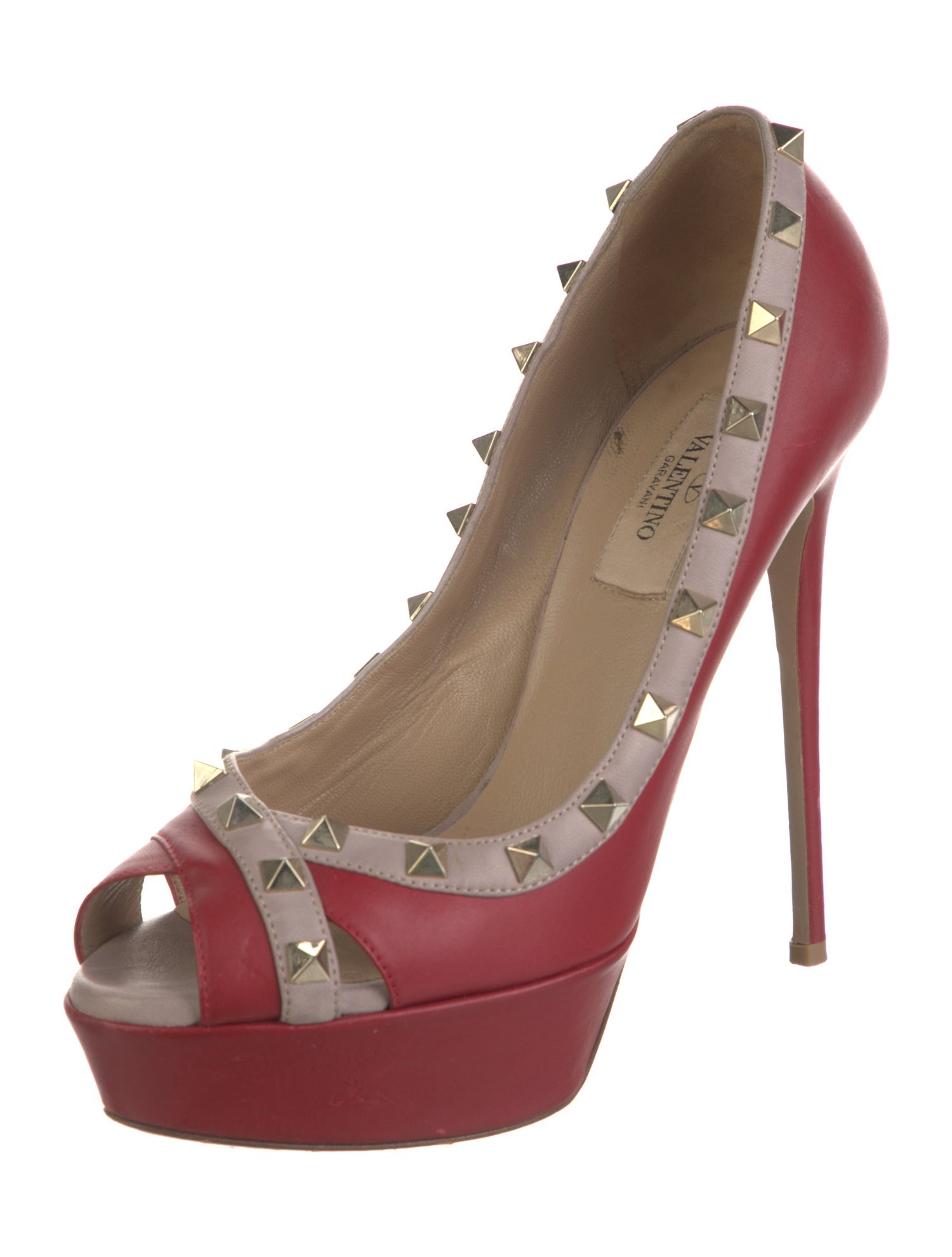 Valentino Rockstud Accents Leather Pumps