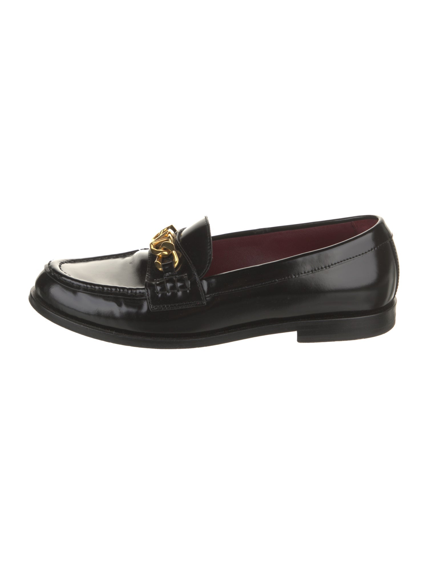 Valentino Leather Chain-Link Accents Loafers
