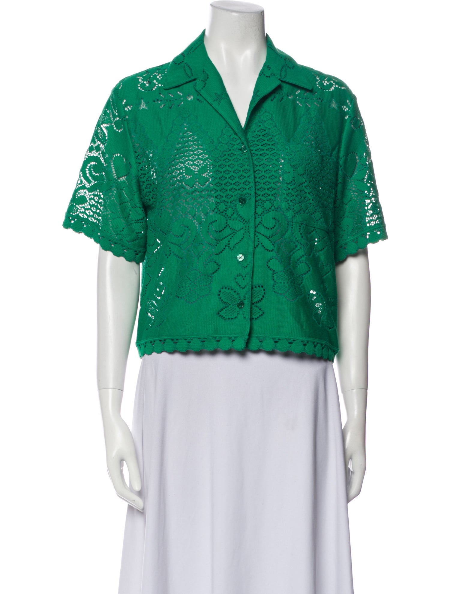 Valentino Lace Pattern Short Sleeve Polo