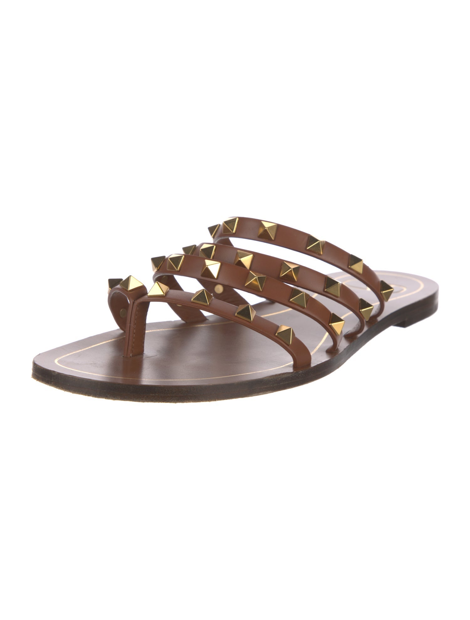 Valentino Rockstud Accents Leather Slides