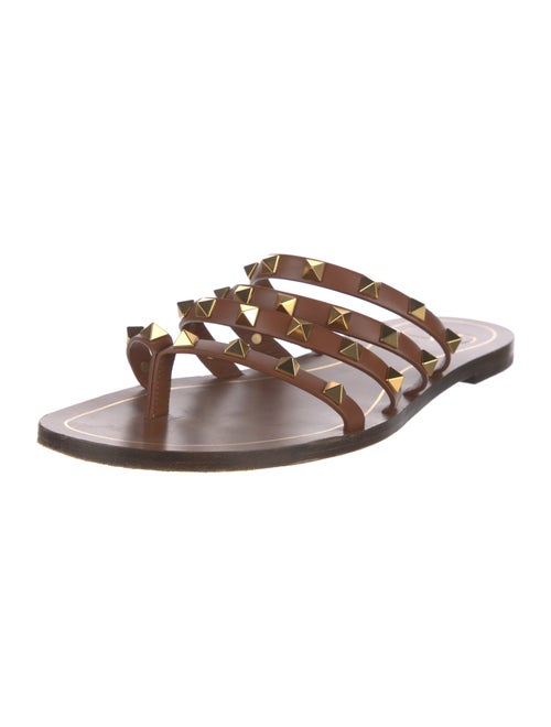 Valentino Rockstud Accents Leather Slides