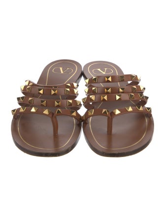 Valentino Rockstud Accents Leather Slides