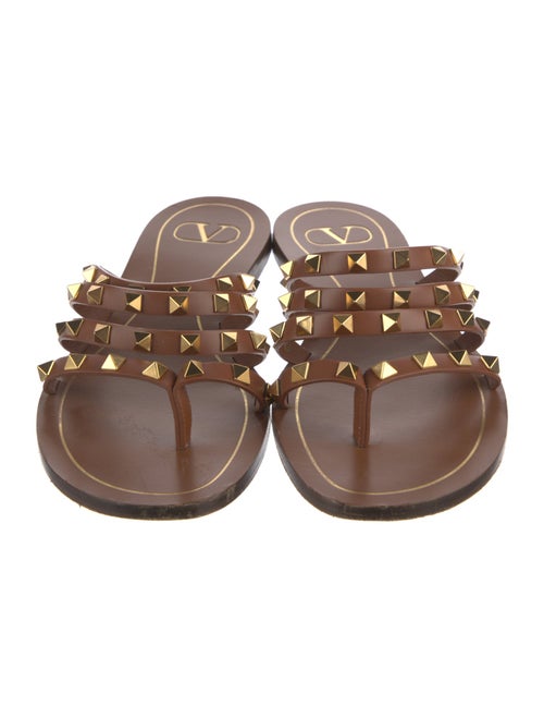 Valentino Rockstud Accents Leather Slides