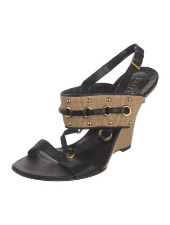 Valentino Leather Colorblock Pattern Slingback Sandals