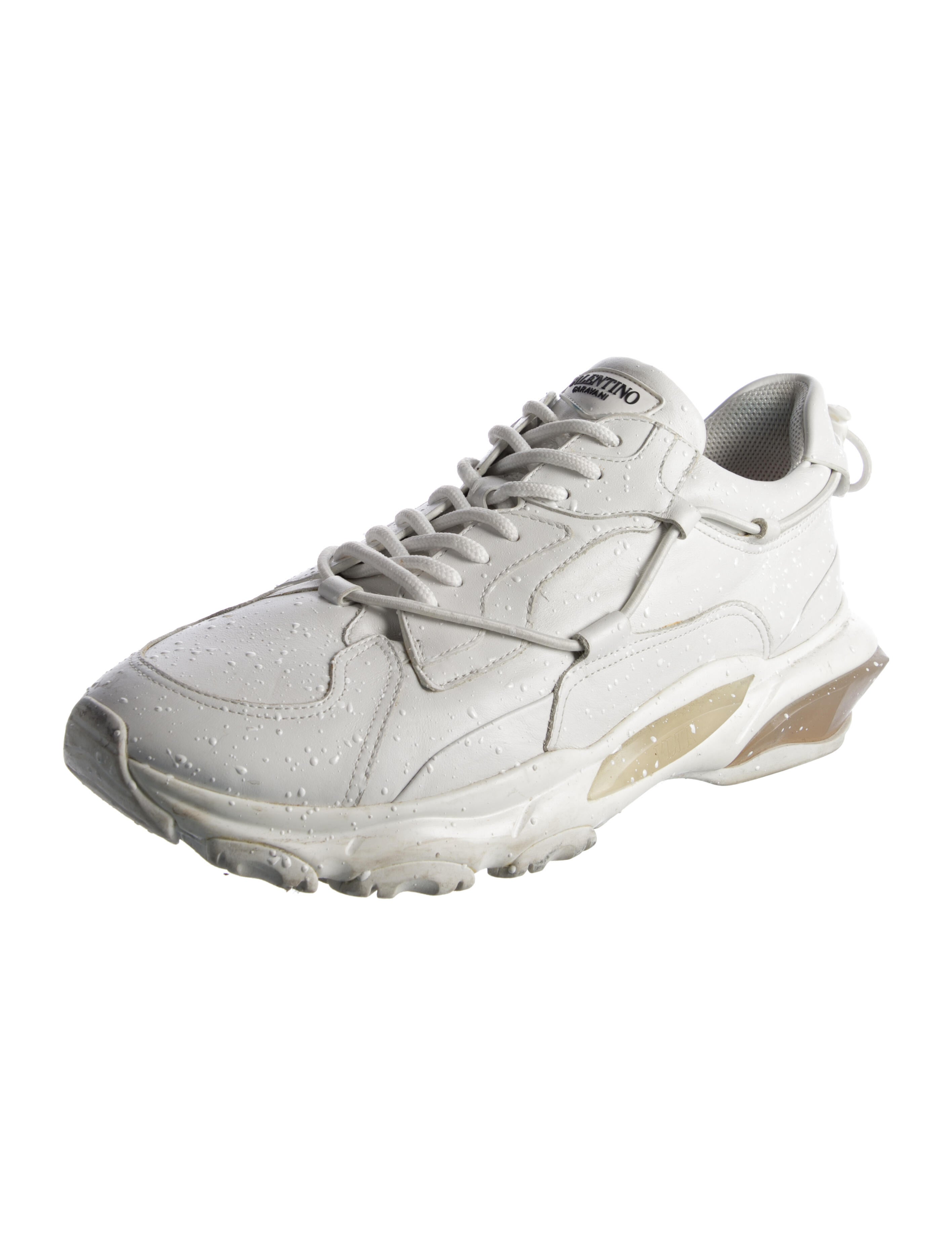 Valentino Rockstud Accents Leather Sneakers