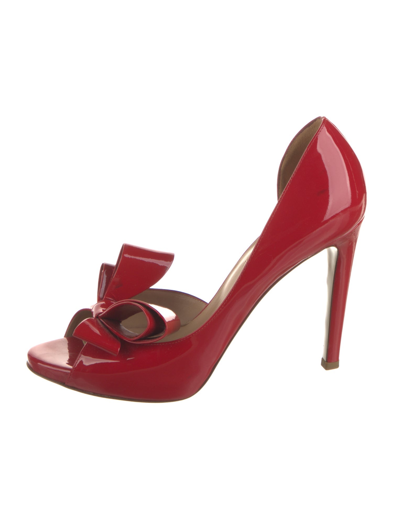 Valentino Patent Leather Bow Accents D'Orsay Pumps