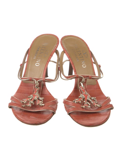 Valentino Leather Crystal Embellishments Slides