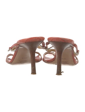 Valentino Leather Crystal Embellishments Slides