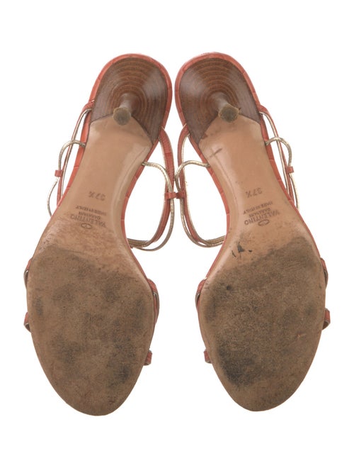 Valentino Leather Crystal Embellishments Slides