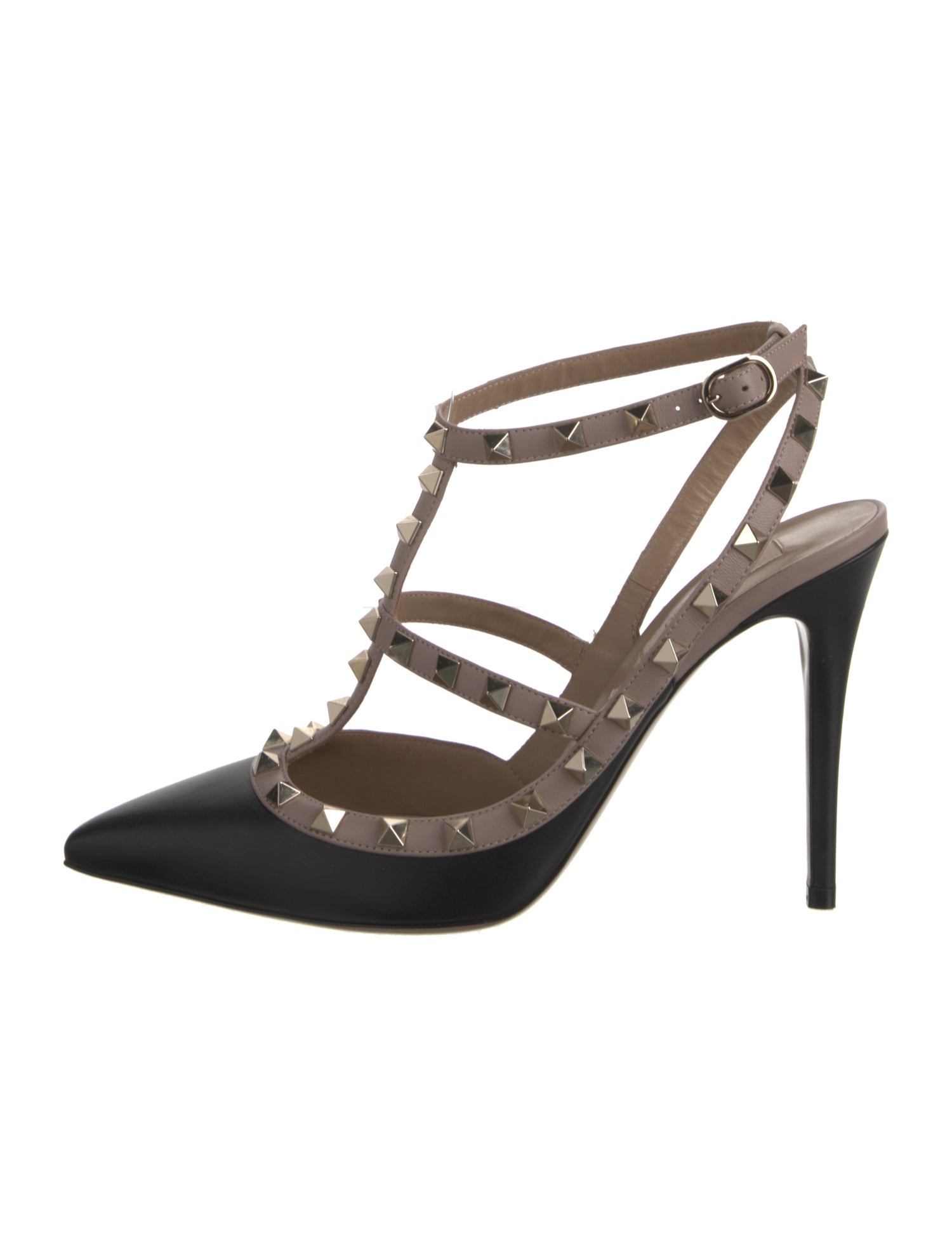 Valentino Rockstud Accents Leather T-Strap Pumps