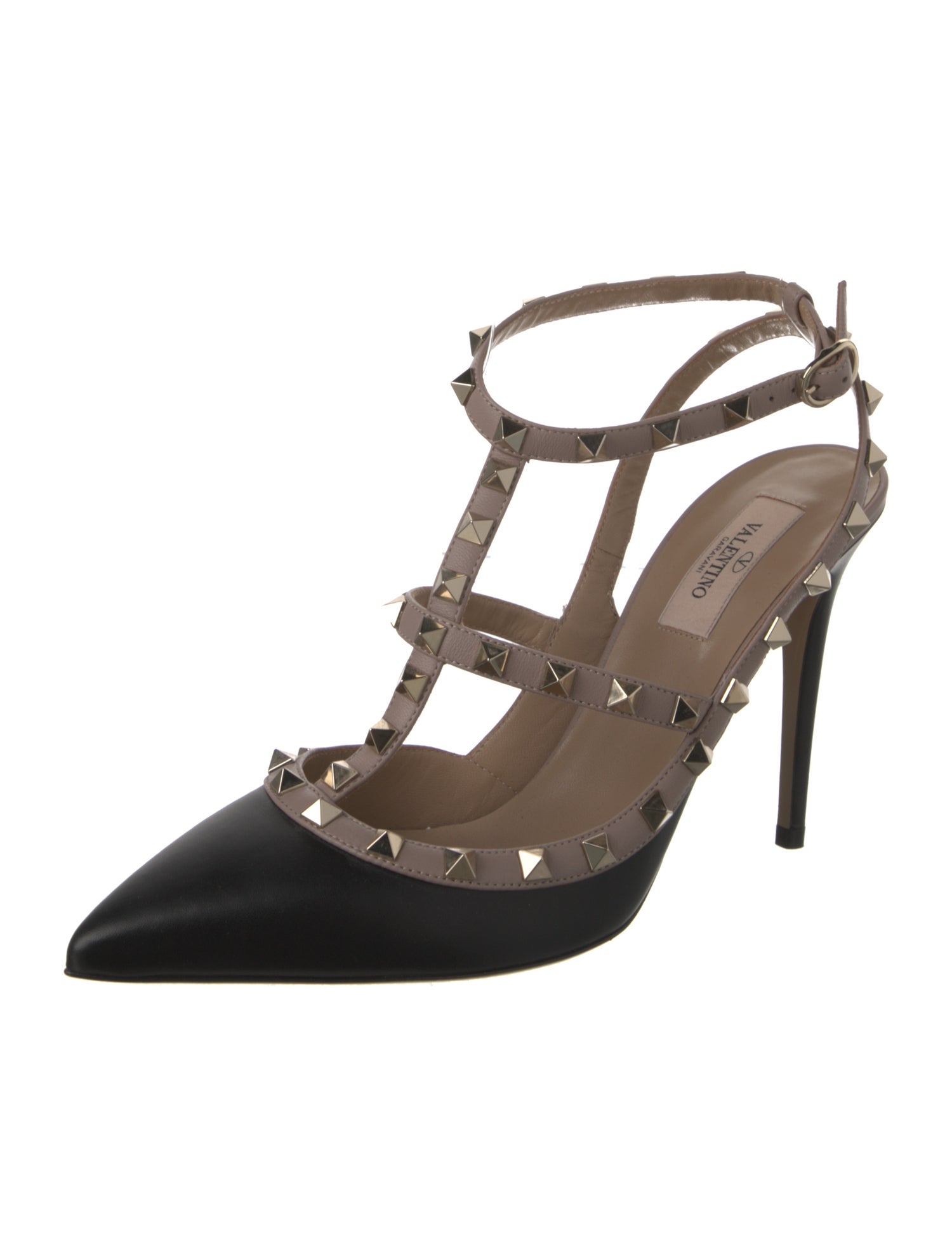 Valentino Rockstud Accents Leather T-Strap Pumps