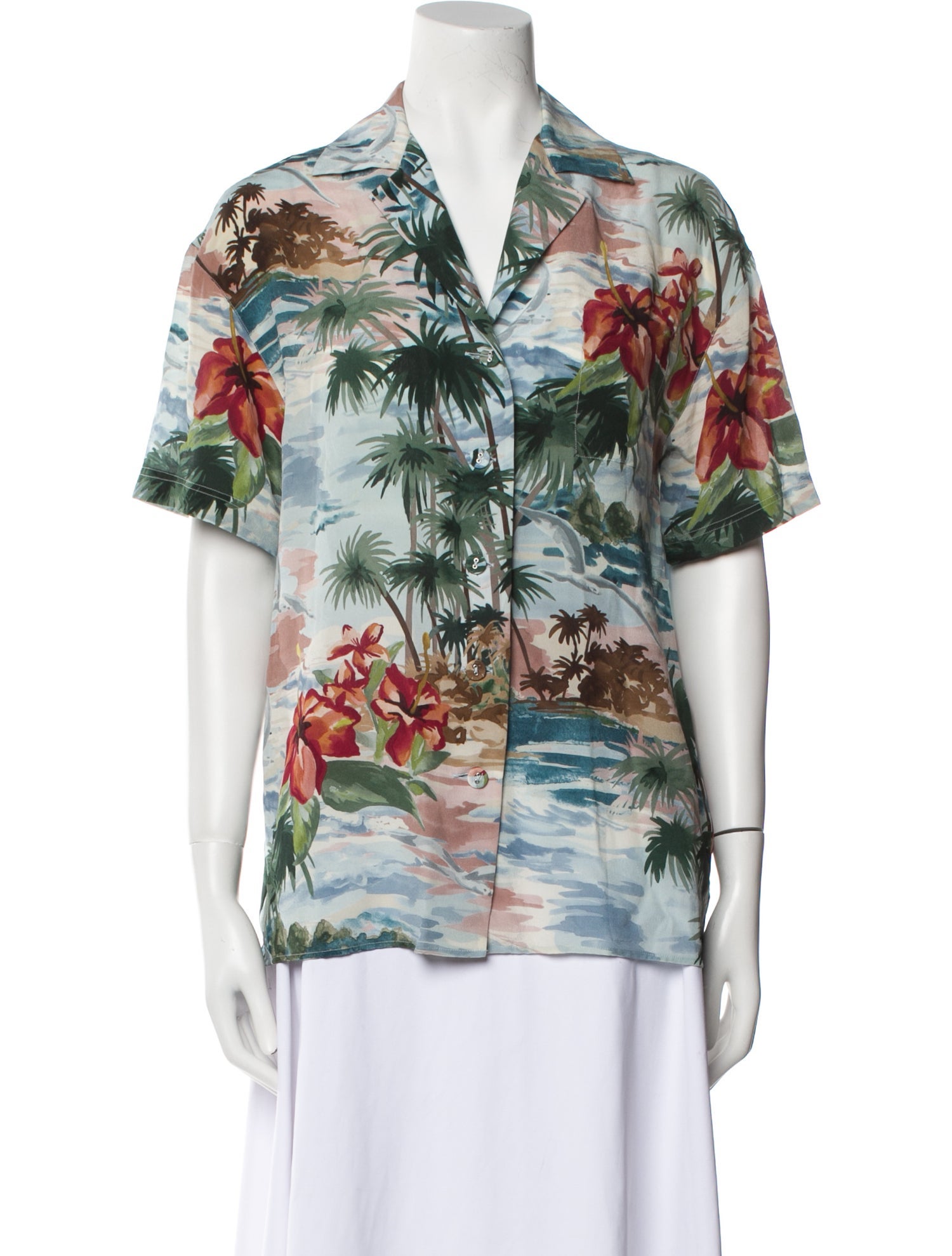 Valentino Silk Printed Button-Up Top