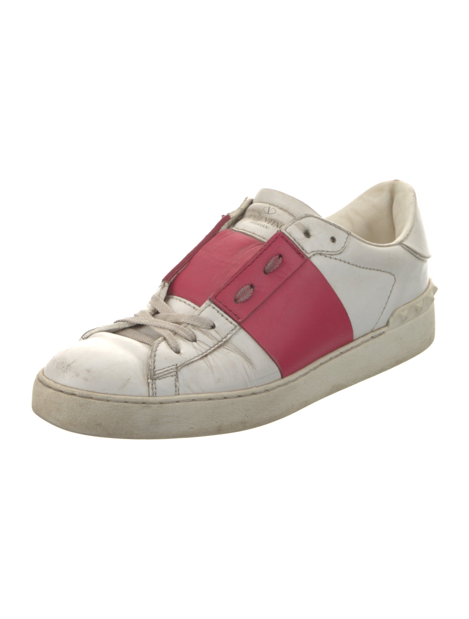 Valentino Rockstud Accents Leather Sneakers