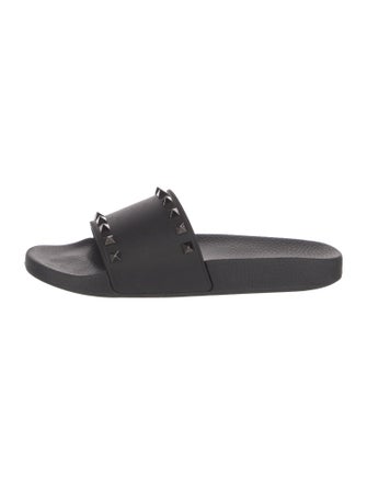 Valentino Rockstud Accents Rubber Slides