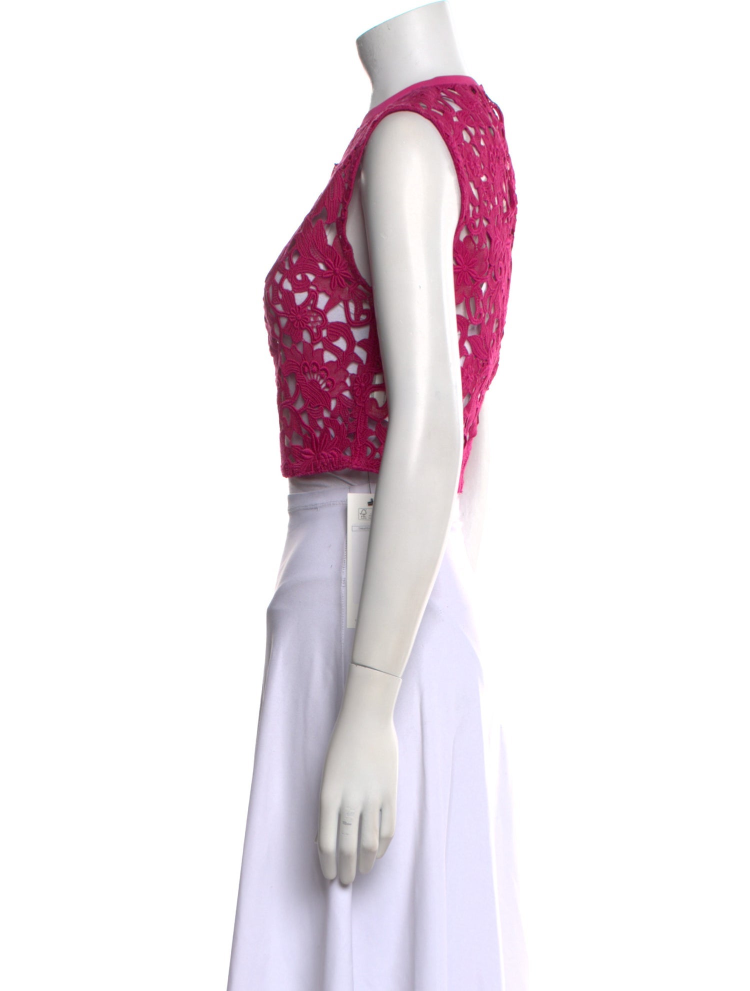 Valentino Lace Pattern Crew Neck Crop Top