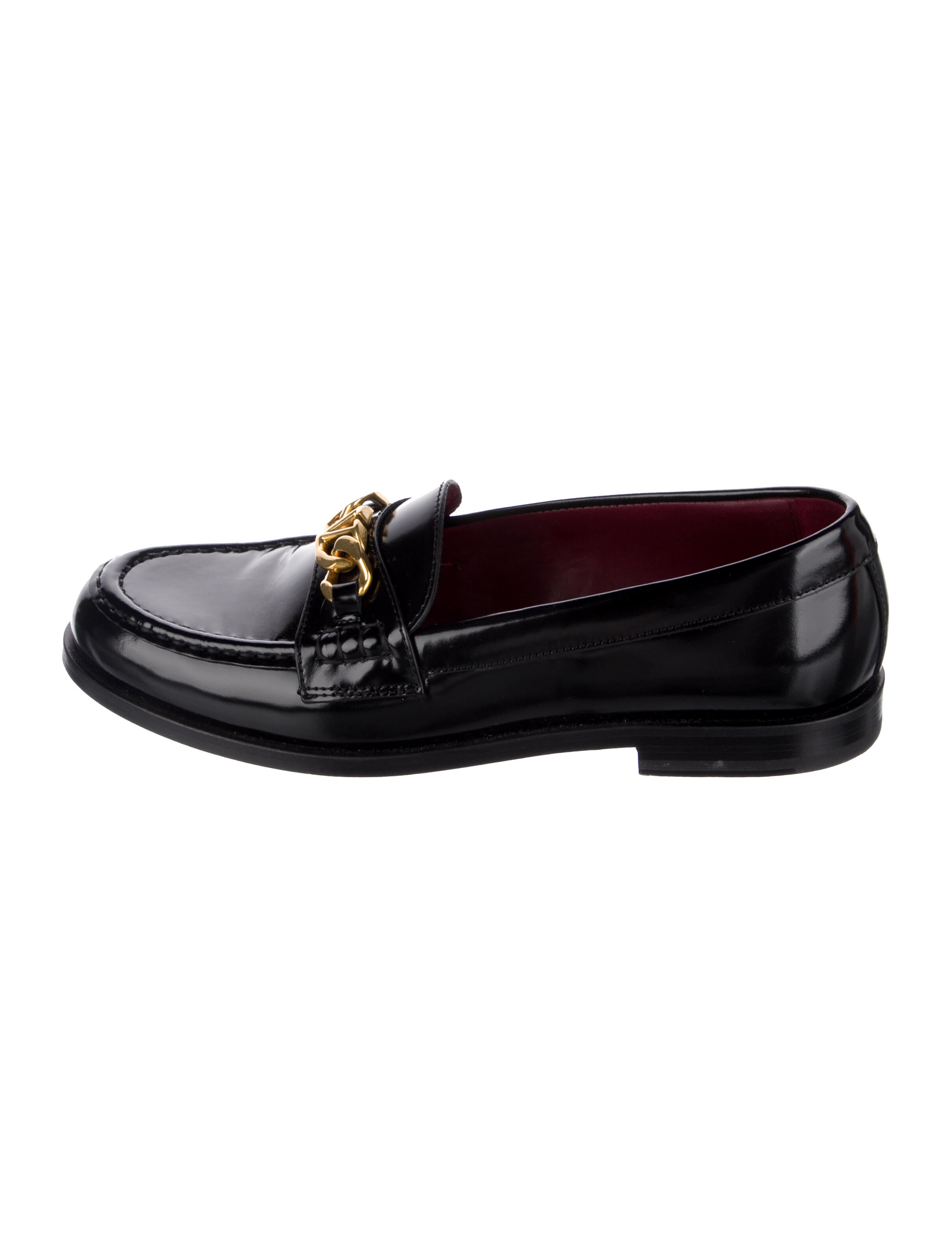 Valentino Leather Chain-Link Accents Loafers