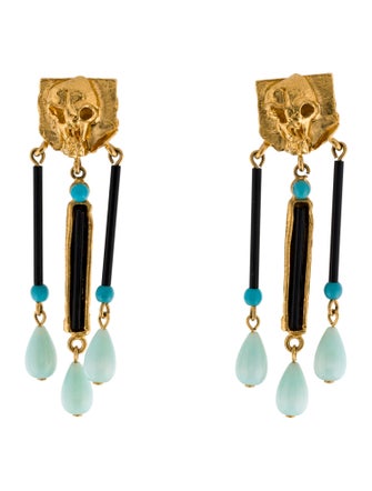 Valentino Enamel & Resin Skull Chandelier Earrings