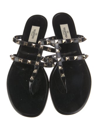 Valentino Rockstud Accents Rubber Slides