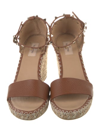 Valentino Rockstud Accents Leather Espadrilles