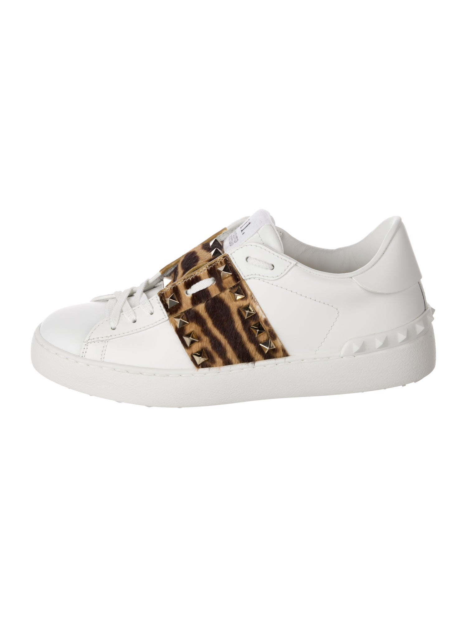 Valentino Rockstud Accents Leather Sneakers