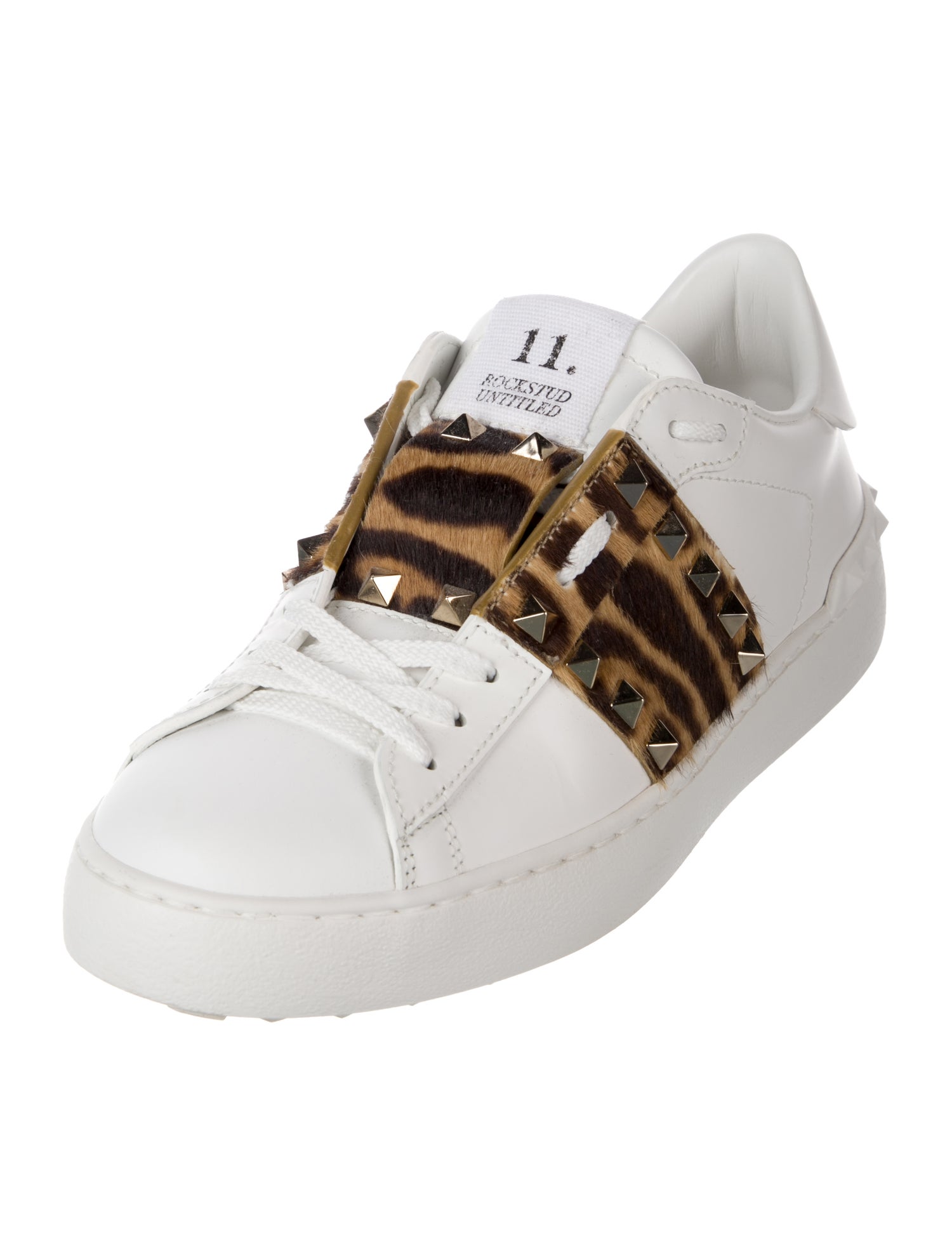 Valentino Rockstud Accents Leather Sneakers