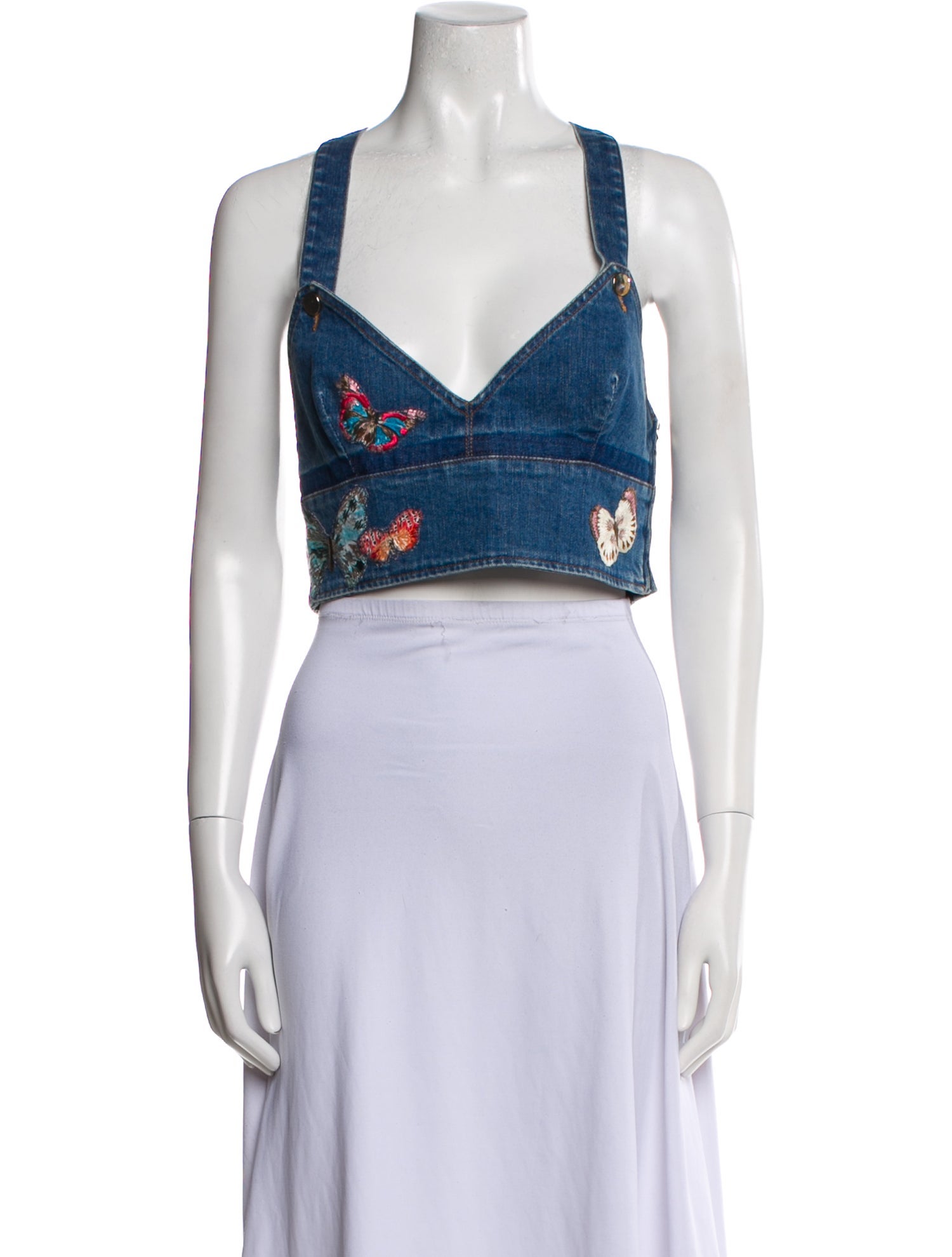 Valentino V-Neck Sleeveless Crop Top