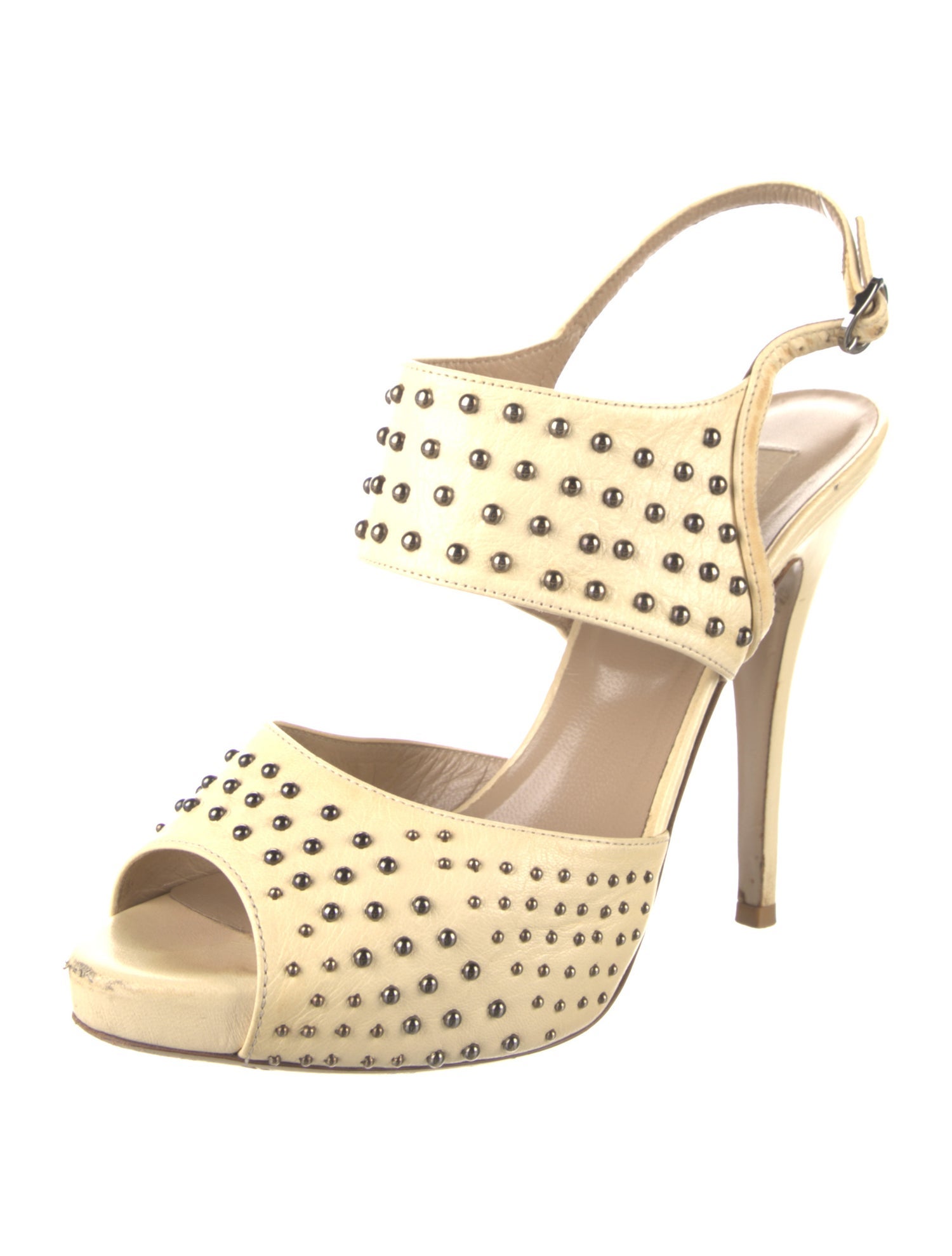 Valentino Leather Studded Accents Slingback Sandals